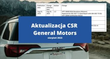 aktualizacja CSR general motors - sierpień 2023